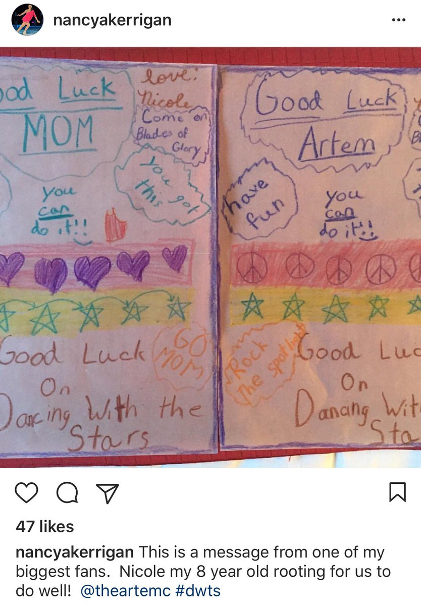 ArtemChig_Fans's tweet photo. We love these Instagram posts from @NancyAKerrigan Good Luck cards for her &amp; @artemchigvintse from her daughter, and 🍪💃🏼🕺🏼 #DWTS24 https://t.co/xiD3l2eNpn