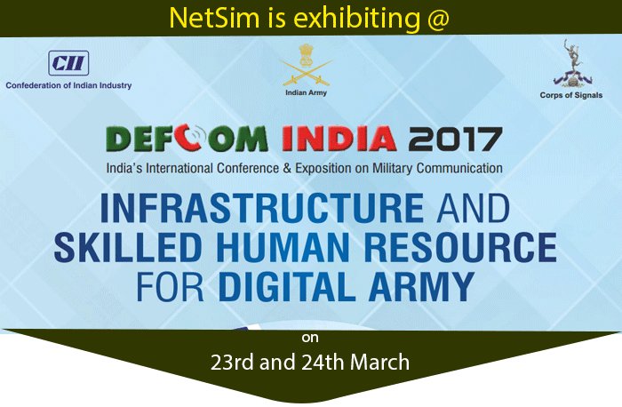 Tetcos's tweet image. #NetSimNetworkSimulatorEmulator is exhibiting @ #DEFCOMIndia2017 #CII on 23-24 Mar #MakeInIndia #MilitaryCommunications #DigitalArmy #TETCOS