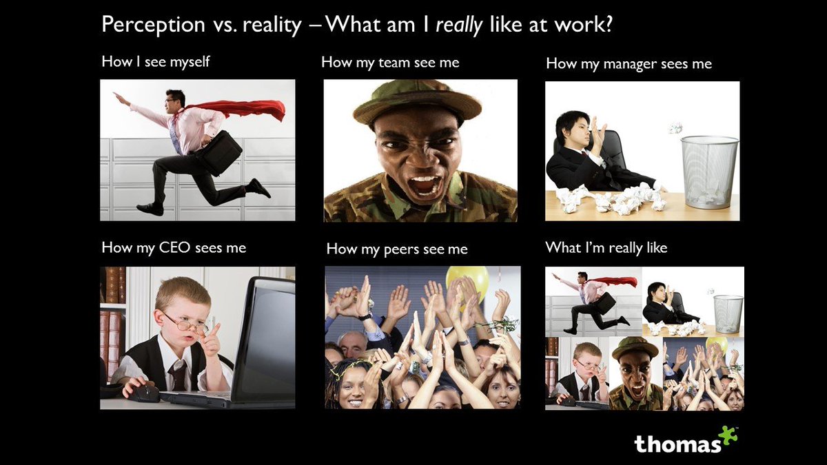 Perception vs. Reality: What am I really like to work with?  https://t.co/Z9633IuLEA #SelfAwareness #meme #development, image size:1200x675