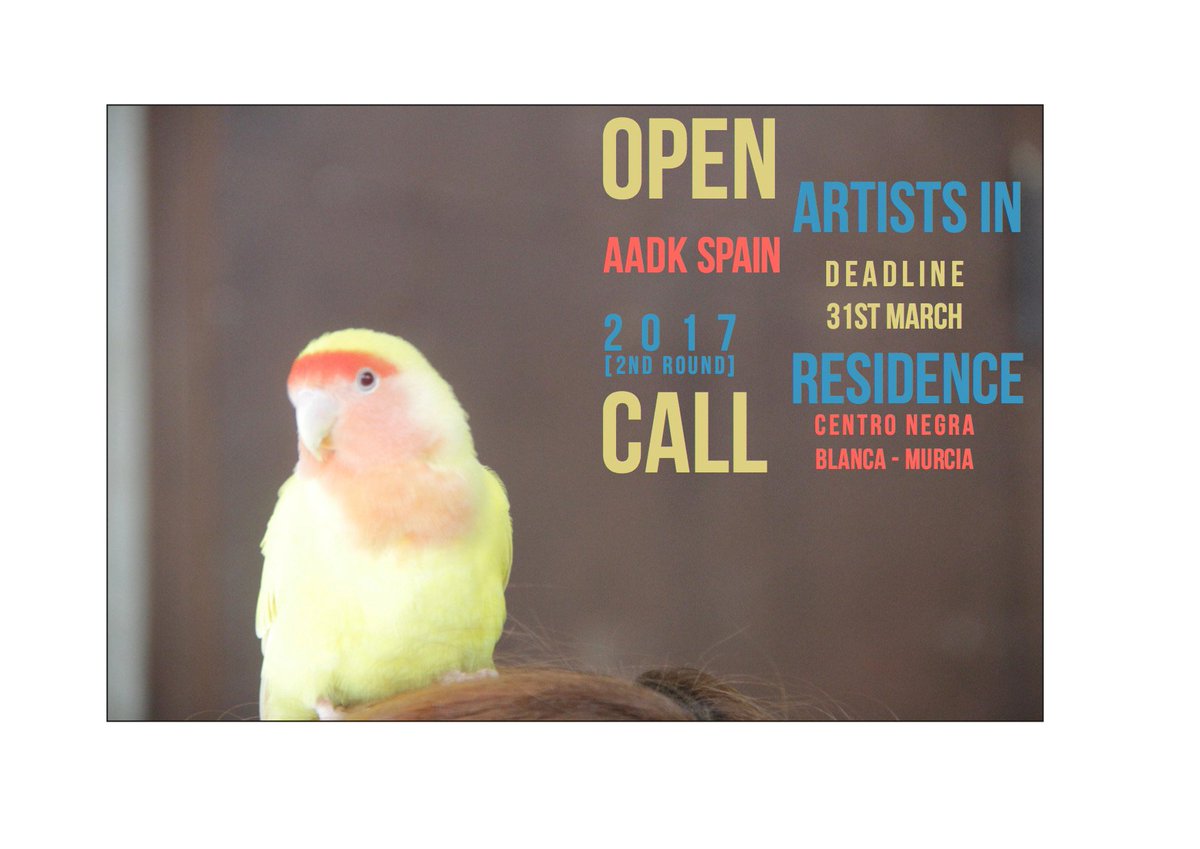 AADKSpain's tweet photo. #CONVOCATORIA #ProgramadeResidencias, seguimos recibiendo propuestas hasta el 31/03! +info: info@aadk.es #artistasenresidencia #centronegra https://t.co/fcdN1mJA8g