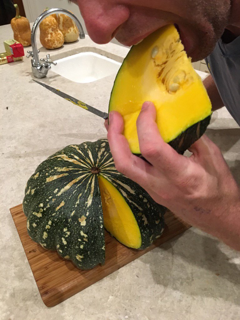 hadswhite's tweet photo. We're not sure how this grew from a butternut squash plant, but The Flatmate is very happy with the result https://t.co/JF0CzvV8pv