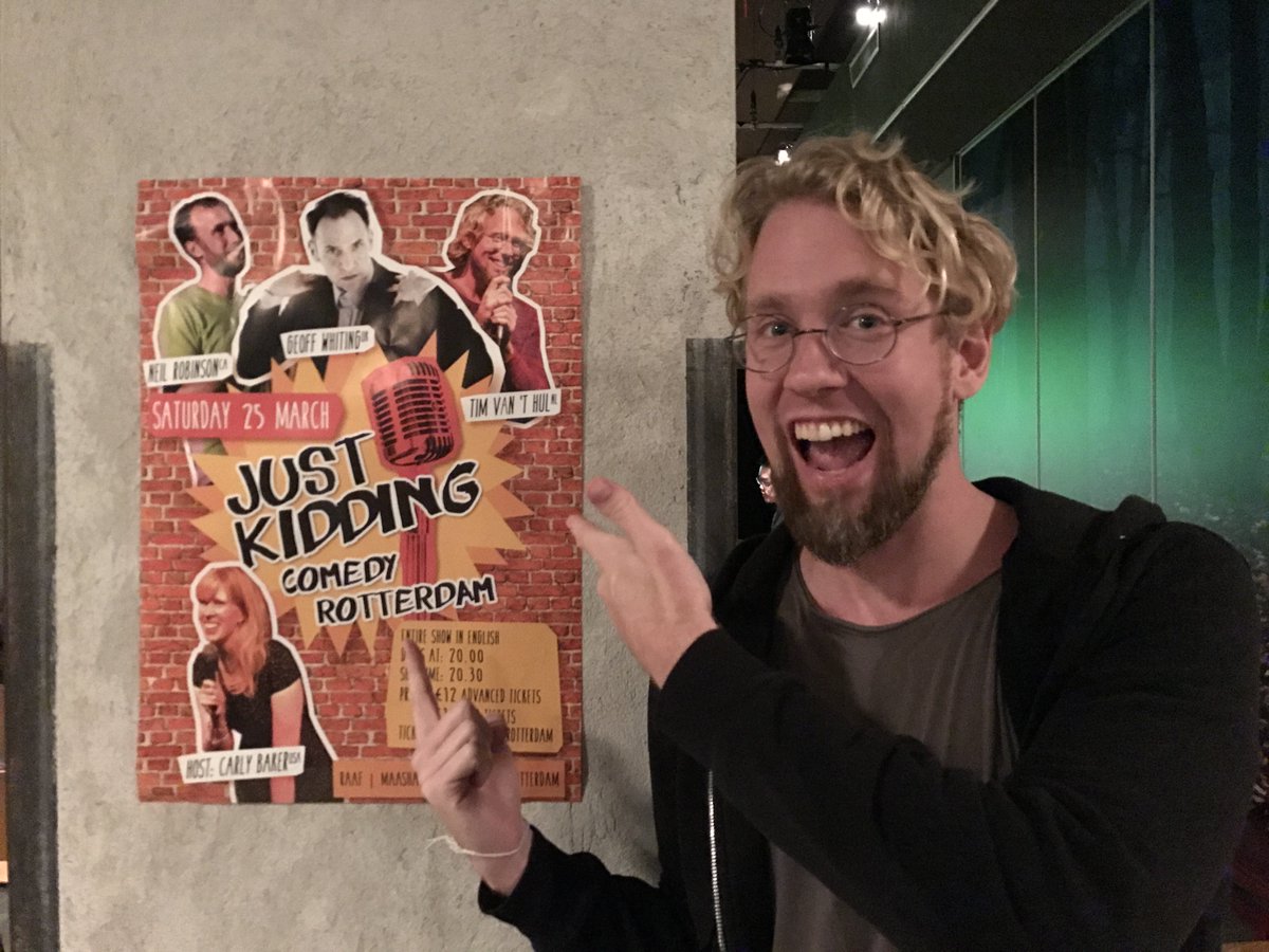 RotterdamLaughs's tweet photo. Did you see Tim Van 't Hul at #RotterdamLaughs? He will be back at #RAAF during #JustKiddingComedyRotterdam. Info: https://t.co/0kXVVhGV2Q https://t.co/UYzJbjH426