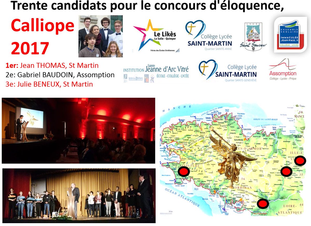 LycStMartRennes's tweet photo. Pour le concours Calliope 2017 région Bretagne des lycées enseignement catholique, deux élèves de Saint-Martin sur le podium, OR et BRONZE ! https://t.co/uPtZRdZwM2