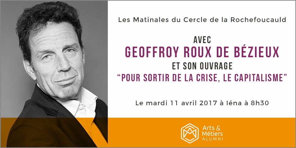 Geoffroy Roux de Bézieux <a href="/GeoffroyRDB/">Geoffroy Roux de Bezieux</a> invité des Matinales du Cercle de La Rochefoucauld le 11 avril prochain à Iéna buff.ly/2mZxCPN