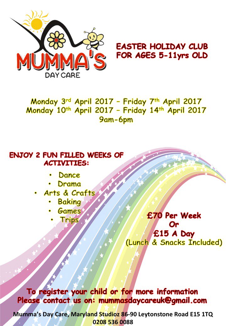 Looking for a productive childcare service?!
Not long to go until our fun filled Easter Holiday Club!!
Parents please spread the word!