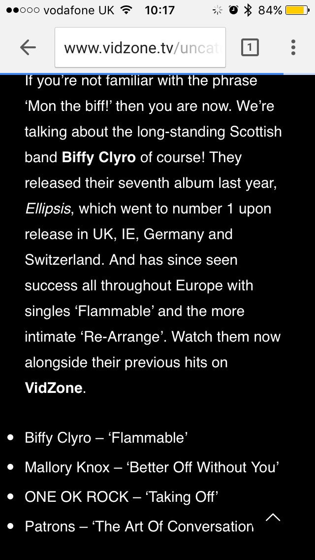 Cheers <a href="/VidZone/">VidZone</a> for featuring our video alongside the gents in <a href="/BiffyClyro/">Biffy Clyro</a> and them beys in <a href="/MalloryKnoxband/">Mallory Knox</a> 🙌