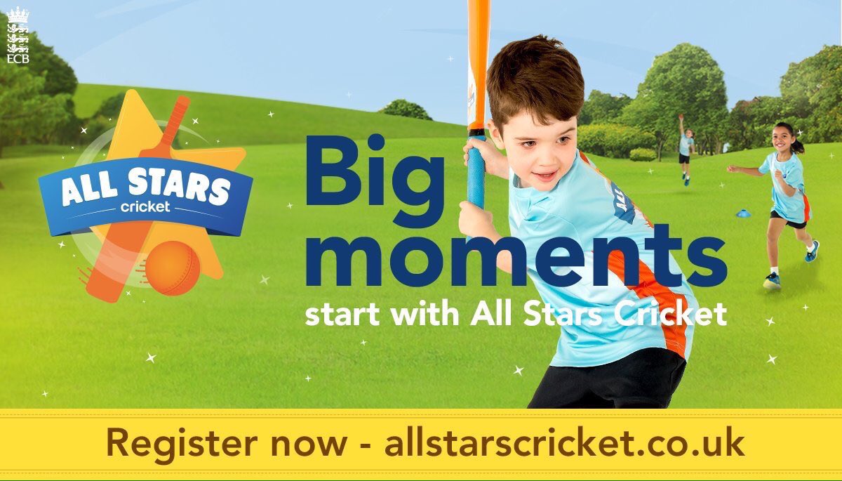 The All Stars Cricket registration is now open! Sign your 5-8 year old up to Abergele CC's #AllStarsCricket programme for some #BigMoments!
