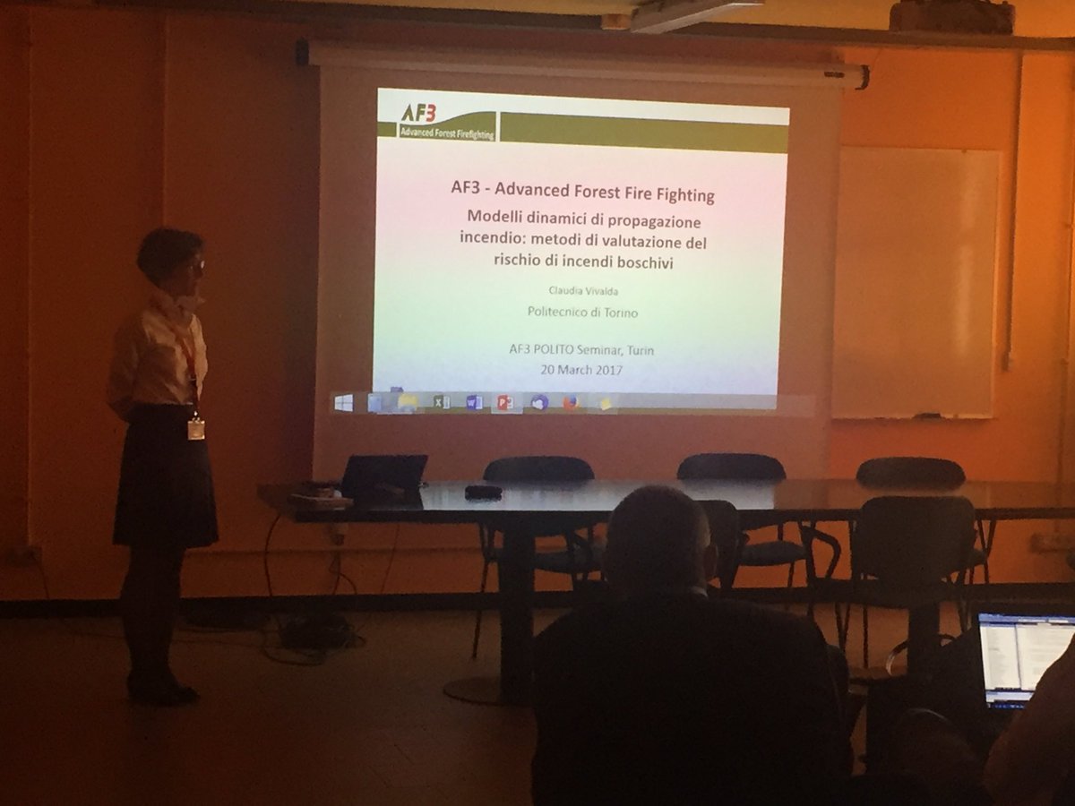 Af3Project's tweet photo. The #Af3Project research team on stage at @DIATI_poliTO seminar. #firefighter #antincendio #vigilidelfuoco #7FP https://t.co/B1hW2Sdoq8