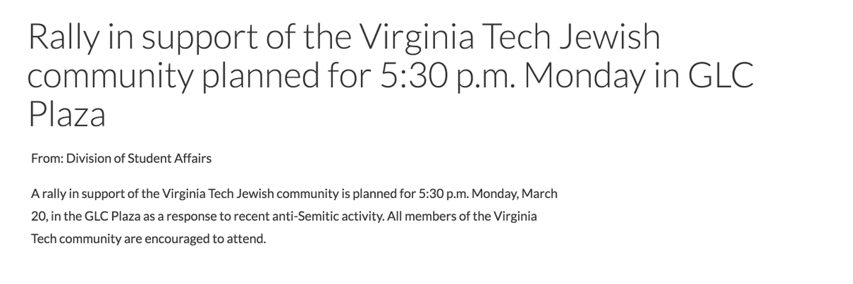 jsu_vt's tweet photo. @WhitBabcock @hokiesports Hope all the athletes, coaches, staff, and fans come support the VT community today in the GLC Plaza at 5:30PM https://t.co/oIFQabdCuZ
