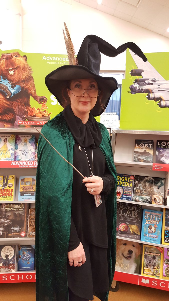 StacieLynn2000's tweet photo. One of my favorite heroines! Professor McGonagall is at our book fair today!! #lbteach #boone2020 https://t.co/Xyuv8B6nS9