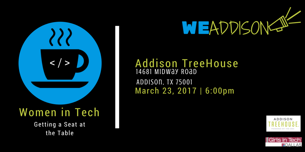 TreeHouseTX's tweet photo. @TreeHouseTX  is hosting #WEAddison : Women in Tech. Celebrate &amp; empower women &amp; girls to pursue tech. Free RSVP: https://t.co/sJT15eVGFC https://t.co/3wxLFXdjAM