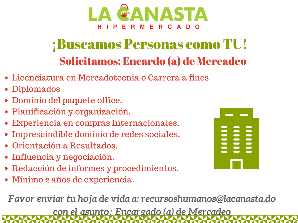 canastahiper's tweet photo. Estamos buscado personas como TU! 

Si cumples con los requisitos favor enviar tu hoja de vida a: recursoshumanos@lacanasta.do https://t.co/LjwKdAqNH5