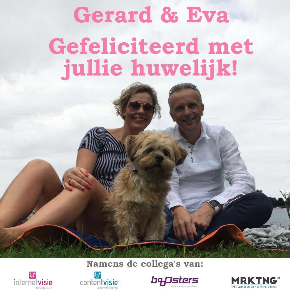 Love is in the air!Onze Gerard gaat trouwen! Gerard&amp;Eva, gefeliciteerd met jullie huwelijk en wij wensen jullie een hele bijzondere dag toe!