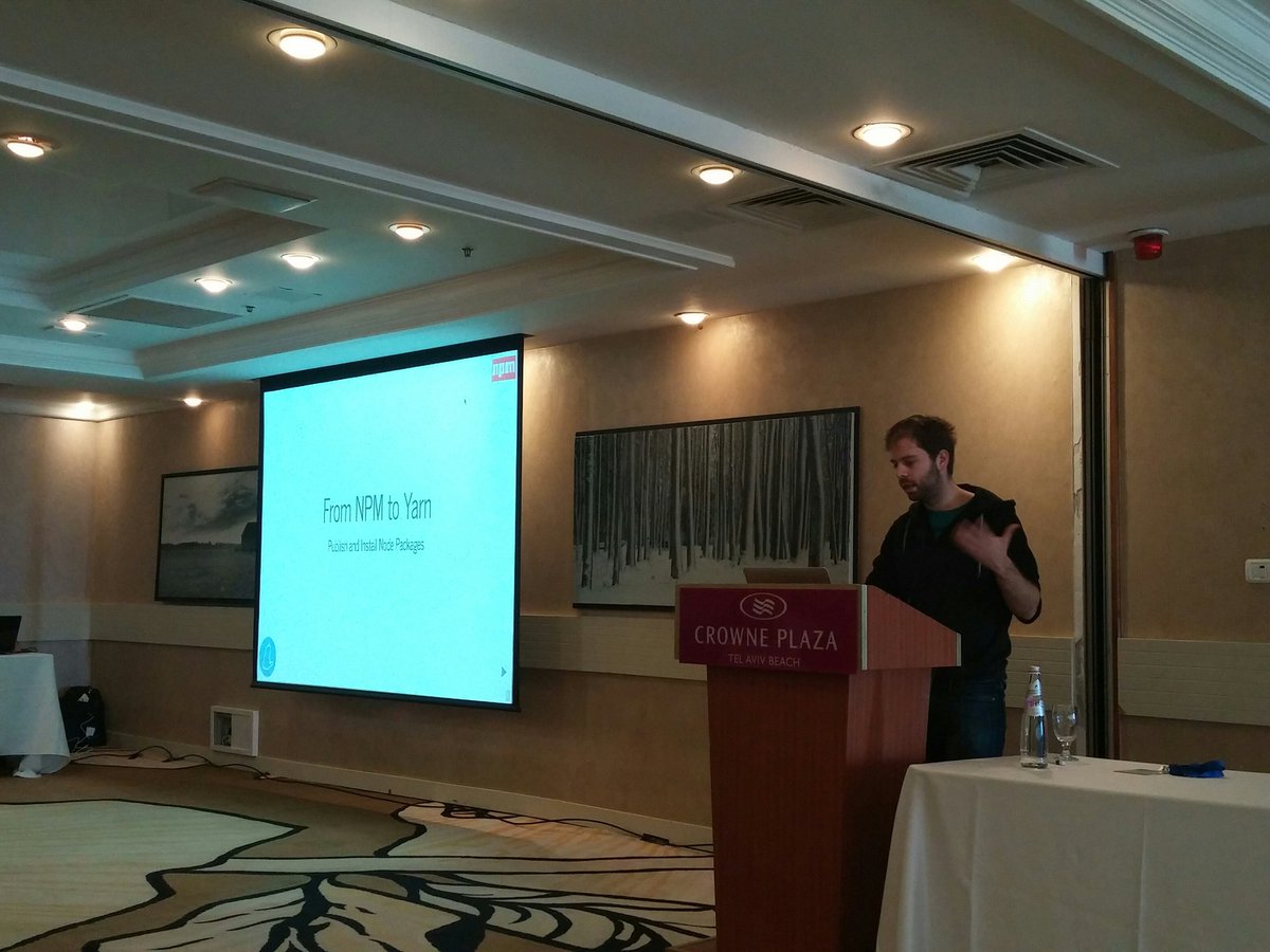 DanShappir's tweet photo. Learning about #npm and #yarn at @boostjs Always important to understand the basics https://t.co/6BWE4QpE59