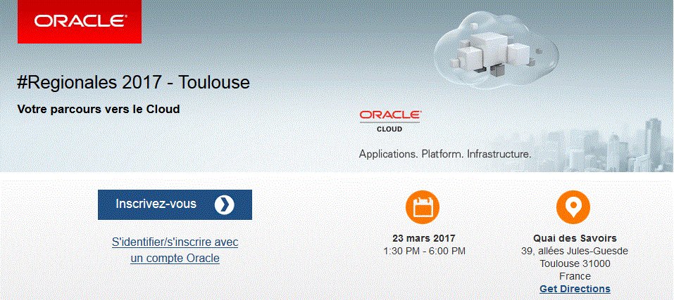 pierrebert21's tweet photo. @FrenchTech_Tlse Vous êtes tous conviés aux Régionales Oracle le 23 Mars @QuaidesSavoirs @Toulouse 
Pour vous inscrire dites le moi! https://t.co/yWIk2UJN8c