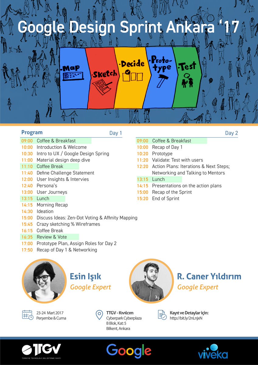 Design Sprint'17 <a href="/T_T_G_V/">Türkiye Teknoloji Geliştirme Vakfı</a> tarafından <a href="/Google/">Google</a> Türkiye desteği ve <a href="/VivekaInc/">Viveka</a> İşbirliği ile düzenleniyor. Başvurular:bit.ly/2nLnjxN