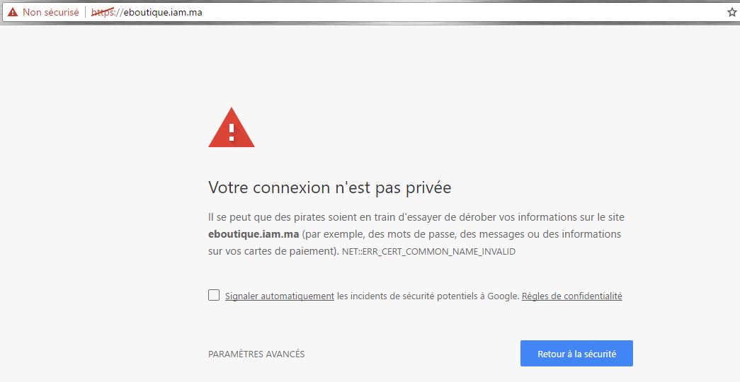 garfaoui's tweet photo. N°1 au Maroc à oublié le renouvellement de son certificat SSL @Maroc_Telecom #IAMFail 
Poke @Moncef__ @yahiakarim @bouziane_a @Anas_Khoumane https://t.co/x9b7pHCRDb