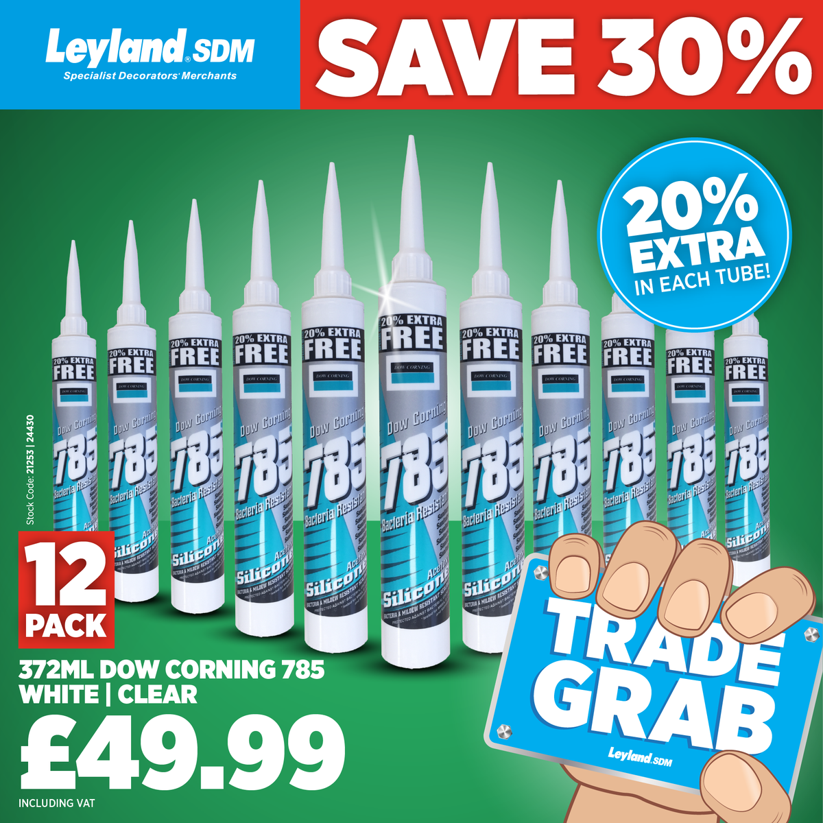 LeylandSDM's tweet photo. Grab yours today! SAVE 30% on a box of 12 Dow Corning 785 in either clear or white. #Trade #DIY #Decorating #London https://t.co/fiMIOIbkSG