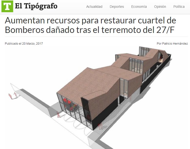 [PRENSA] Aumentan recursos para restaurar cuartel de Bomberos dañado tras el terremoto del 27/F bit.ly/2n6fWDT vía <a href="/eltipografo/">El Tipógrafo</a>
