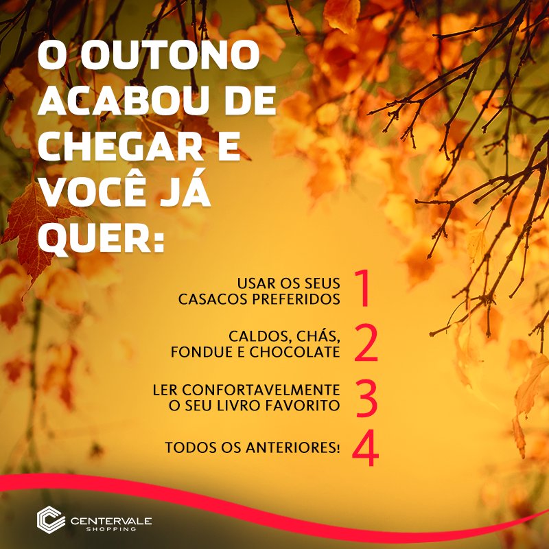 centervale's tweet photo. Seja muito bem-vindo, outono! Que ele traga mudanças e que seus ventos tornem os dias mais felizes. #centervale https://t.co/NfXWcvYCc8