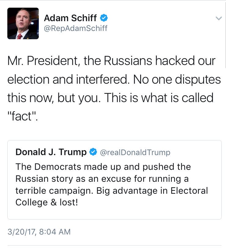kylegriffin1's tweet image. Rep. Adam Schiff rips Trump's new Russia tweets: "Please stop."