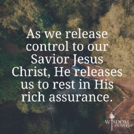 As we release control to our Savior Jesus Christ, He releases us to rest in His rich assurance. #releasecontrol  #WisdomHunters