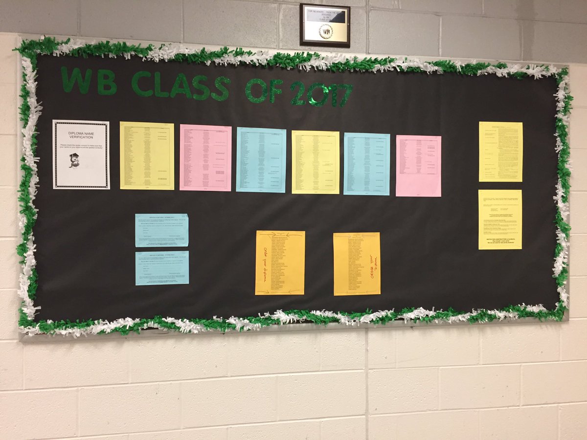 MsFirosz's tweet photo. Check that your name is spelled correctly on the senior bulletin board outside Laker Landing. @wbhsclassof2017 @wbhslakernation https://t.co/HbTwbehSeV