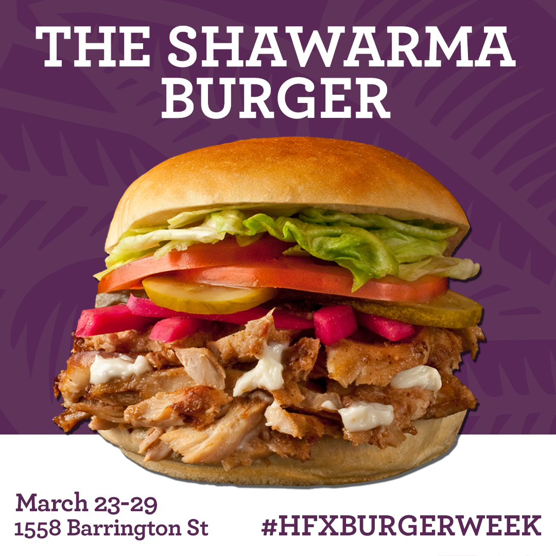 mezzahfx's tweet photo. #HFXBurgerWeek is nearly here. Halifax's best shawarma is now a burger and you're not going to want to miss it! #mezzalove 🍔🍔🍔🍔🍔🍔 https://t.co/OVF8UyUg8w