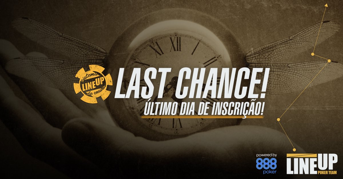 LineUpPoker's tweet photo. ⏳Último dia de inscrições! Acesse https://t.co/QRb7DJZvRC e deixe o Sistema LineUP de Ensino transformar seu jogo. Simboraaa!🚀📈🆙 #VoaLineUP https://t.co/AWnooKbdVy