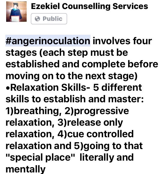 #AngerInoculation 4 stages First stage is to develop and master #RelaxationSkills