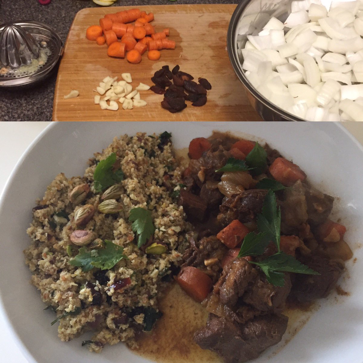 Eat what you hunt, venison stew, cauliflower and rice <a href="/AyotteP/">Paul Ayotte</a> thx