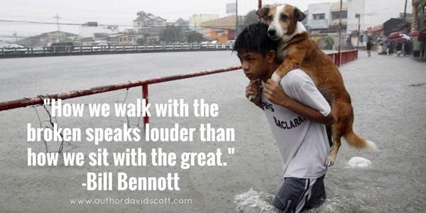 DScottwrites's tweet photo. How we walk with the broken speaks louder than how we sit with the great." -@BBennott #qotd #Friday https://t.co/NxSQJkeG0n