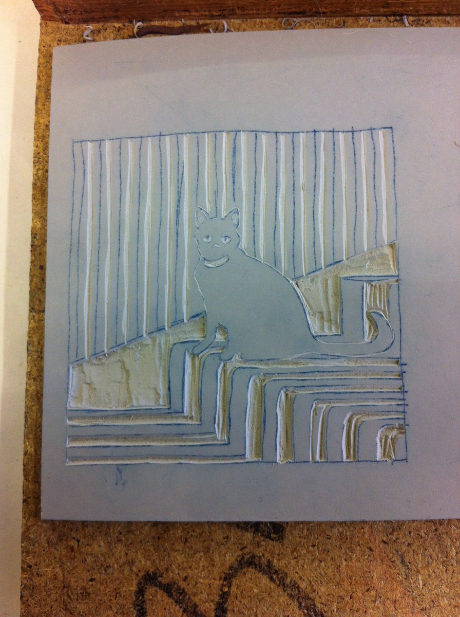 fitzclair's tweet image. Great #linocut #printmaking session at @HotBedPress today. Feat Talim @Katie_L_Dixon ;)  #WIP still, some improvements to make.