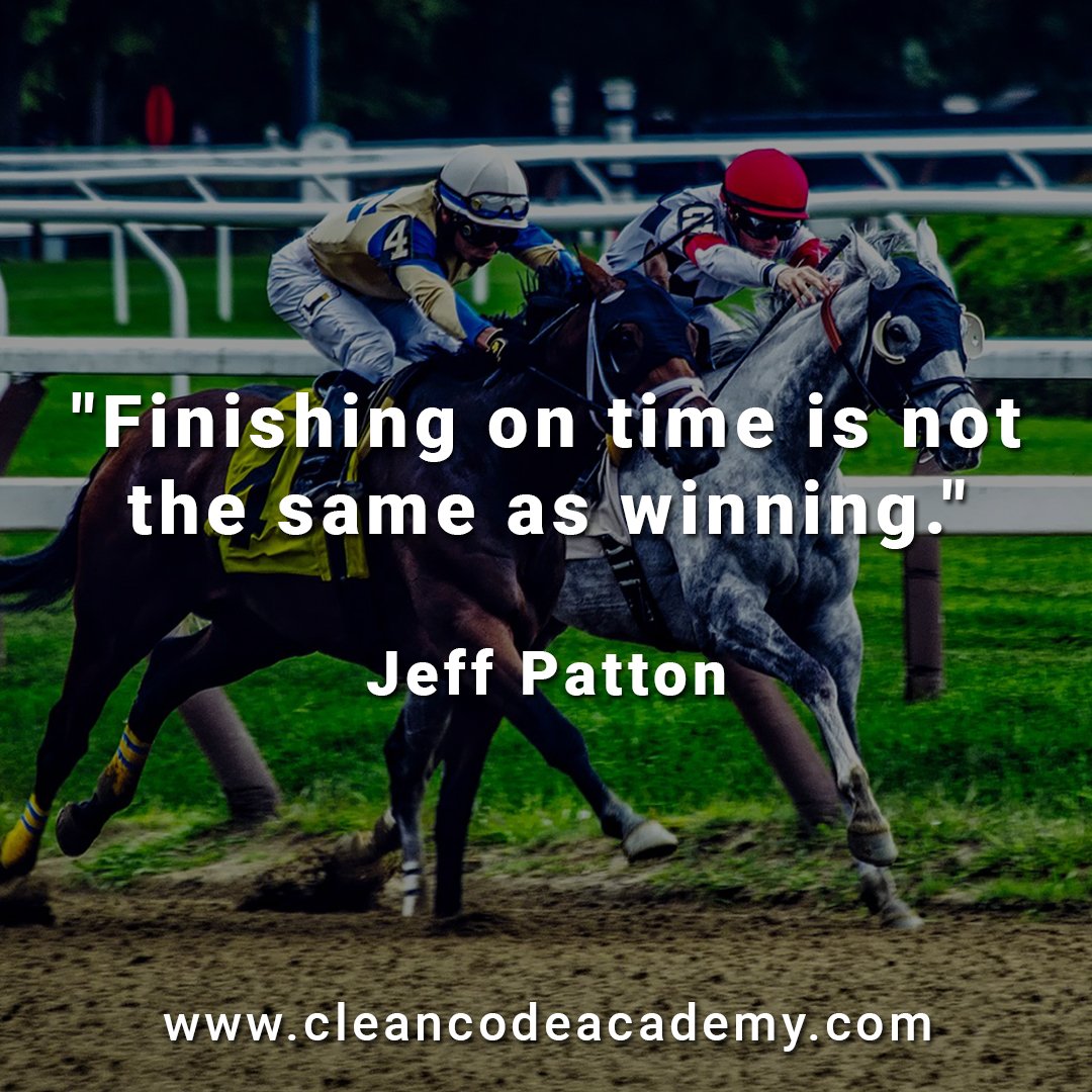 MarcusBiel's tweet photo. "Finishing on time is not winning". @jeffpatton #agile #scrum #kanban https://t.co/NmDRtogtHP