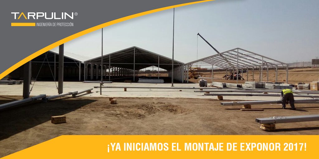 Tarpulin_cl's tweet photo. ¡Se acerca @EXPONOR_CHILE! Comenzamos el montaje de 17.000 mt² de pabellones feriales. Visítanos del 15 al 19 de mayo en nuestro stand. https://t.co/U1kBI2OUP2