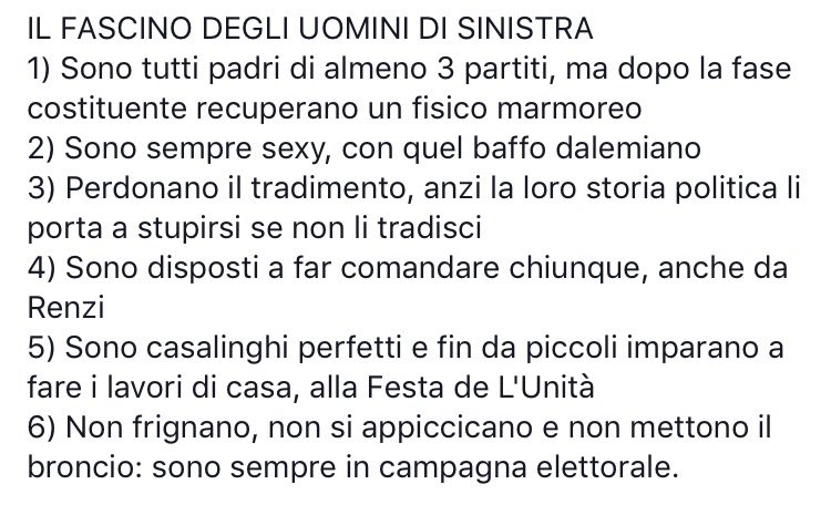 #ParliamoneSabato 
IL FASCINO DEGLI UOMINI DI SINISTRA