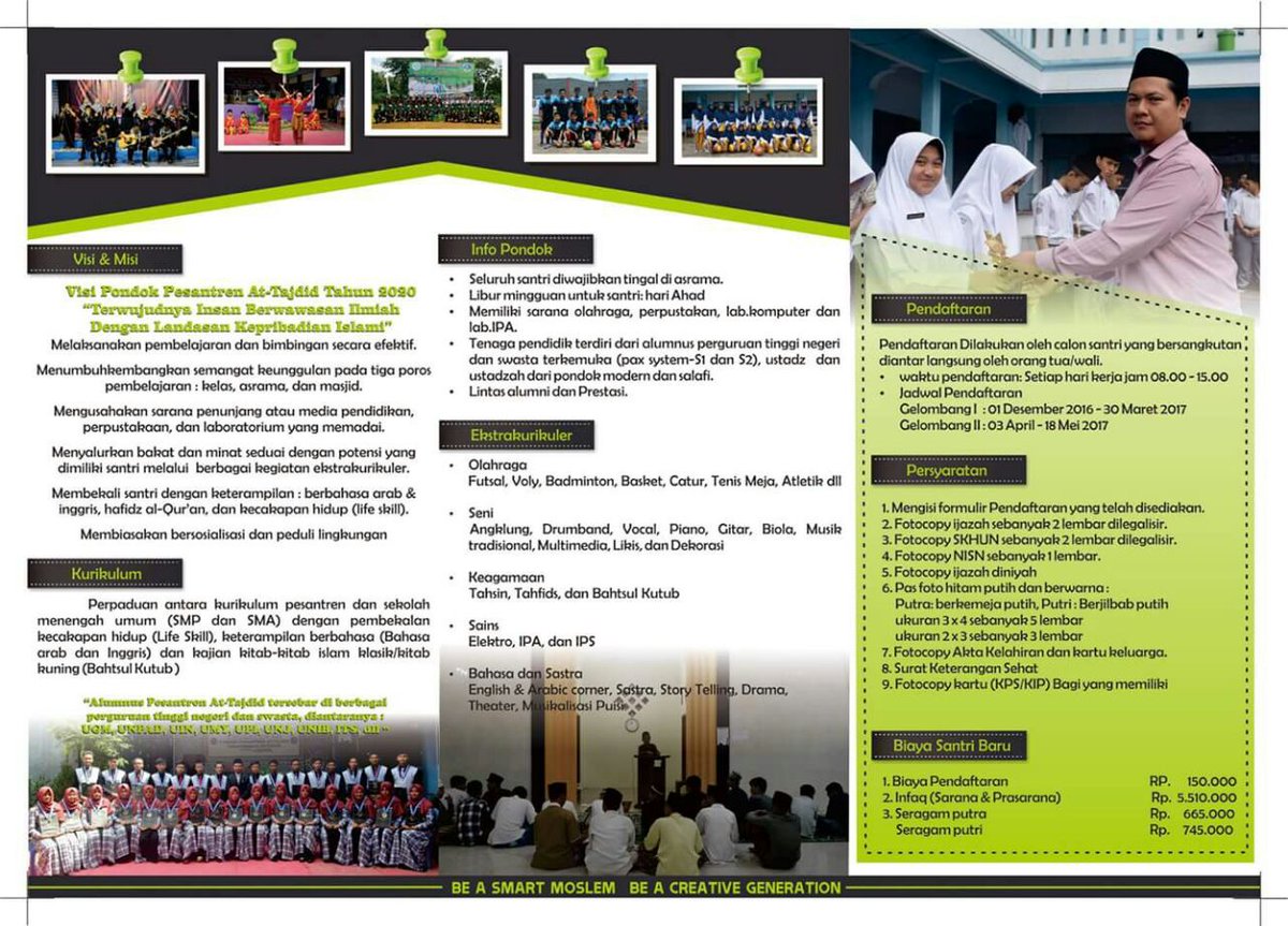 Mangga bilih aya nu berminat murangkalihna sakola ponpes At-tajdid untuk SMA dan SMP dngn konsep boarding school. Keunggulan d bdng bahasa