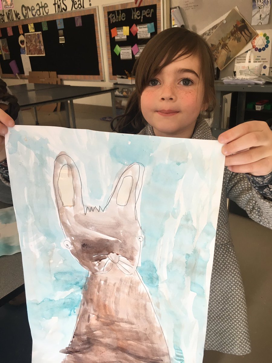 ClubManatisse's tweet photo. How cute are these sweet kindergarten bunny watercolor paintings? https://t.co/Kzf5PlHovG