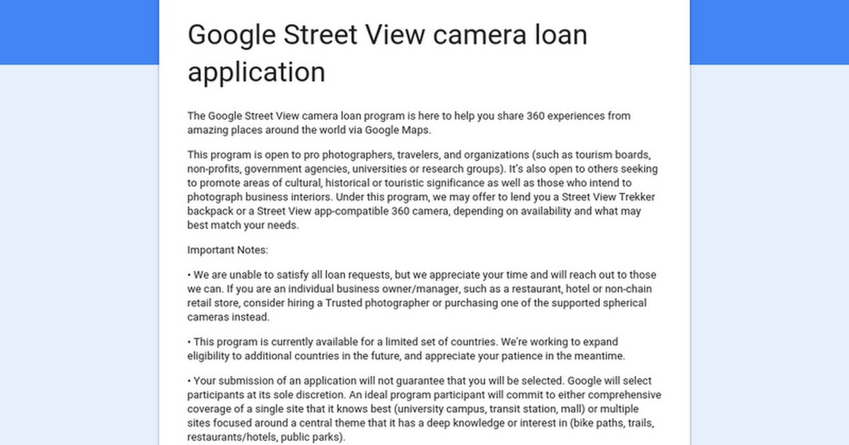 lesliefisher's tweet image. This. Is. Awesome! You can request (not all get) to borrow from Google the Google Trekker. The 360 backpack they use buff.ly/2mdsq9J