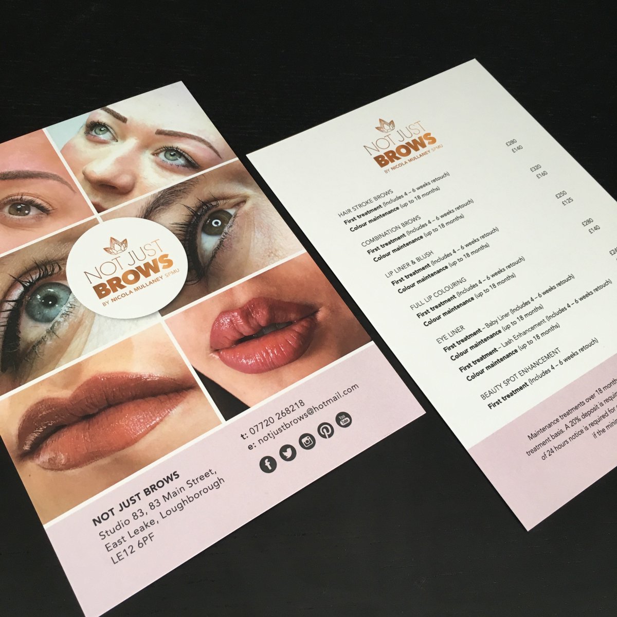 alohacreativeuk's tweet photo. Pricelist design for NOT JUST BROWS semi permanent make up. Stylish and simple. #Branding #GraphicDesign #PricelistDesign #AlohaCreative https://t.co/VD0GJvYYls