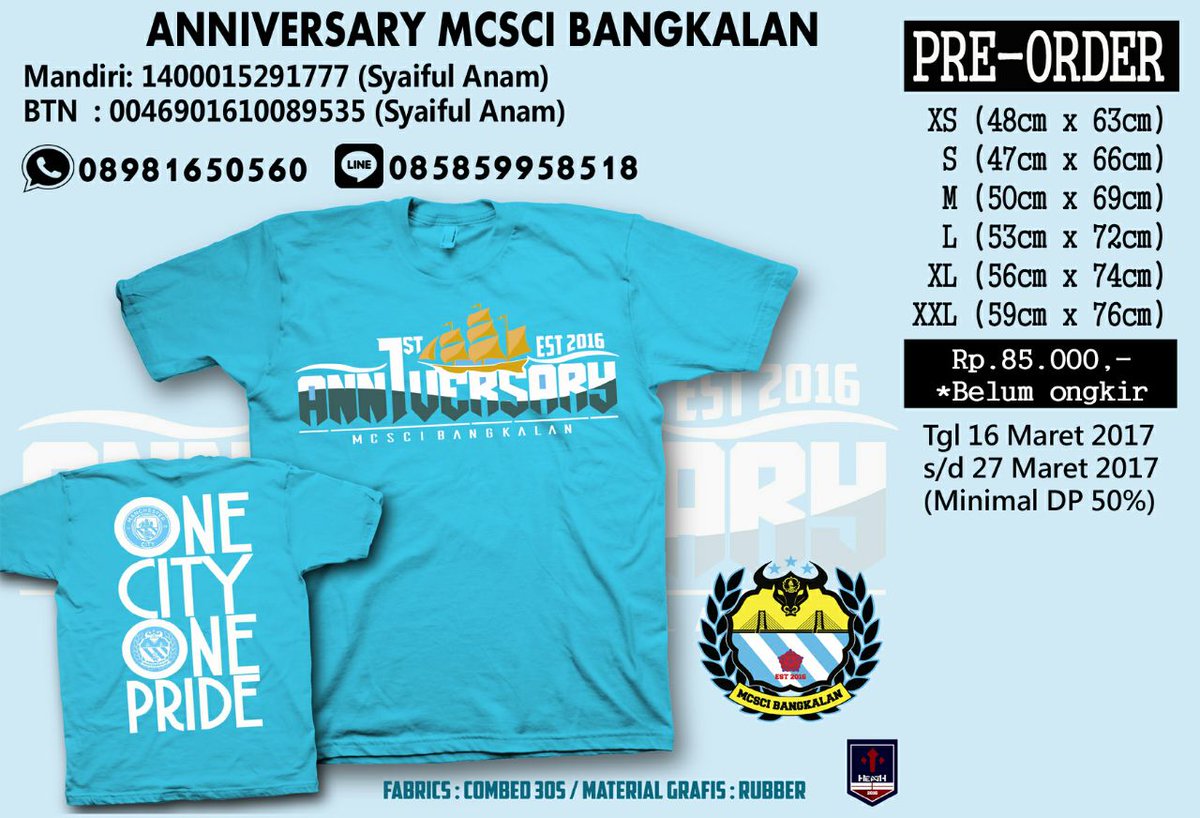 PO t-shirt  Anniv mcsci bkl d mjukn sd tgl 27 03 17
bg yg mau pesan Langsung kirim dta ke CP diatas