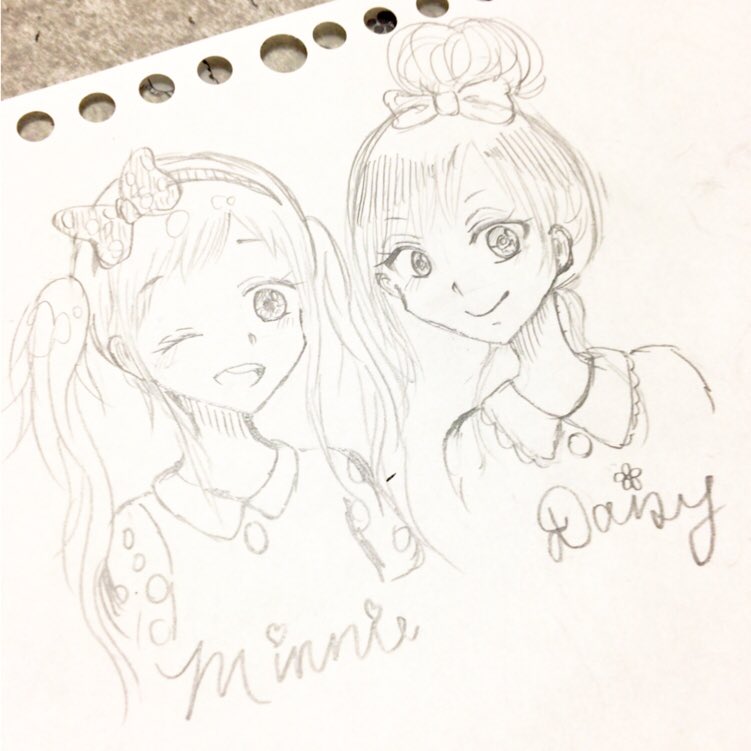 ちゅろる 黒ペン 落書き デイジー ミニー ディズニー 擬人化 イラスト 手描き T Co Y1wsp7fc2p Twitter