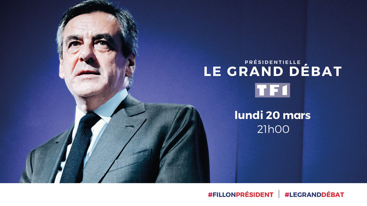 Je vous donne rendez-vous ce soir à 21h sur @TF1 pour le premier grand débat de l’élection présidentielle. #LeGrandDébat