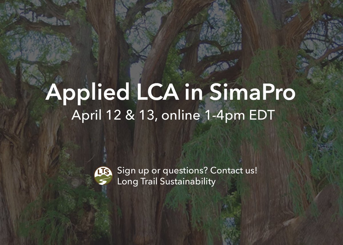 Happy spring! Start fresh with an intro course to LCA methodology and modeling, April 12-13th. Details: @ltsexperts ltsexperts.com/services/susta…