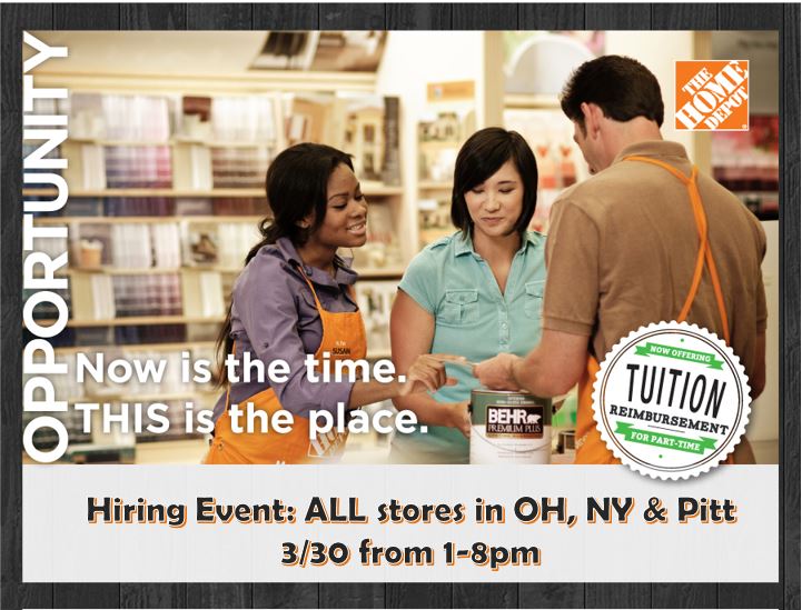Kriston A McMichael (@thdkristonov) on Twitter photo Work @ a place you love 😍
Walk-In Hiring @ every store in OH, NY and Pitt
March 30 1P to 8P #OrangeThursday
Text HomeDepot to 52270 to apply Work @ a place you love 😍
Walk-In Hiring @ every store in OH, NY and Pitt
March 30 1P to 8P #OrangeThursday
Text HomeDepot to 52270 to apply