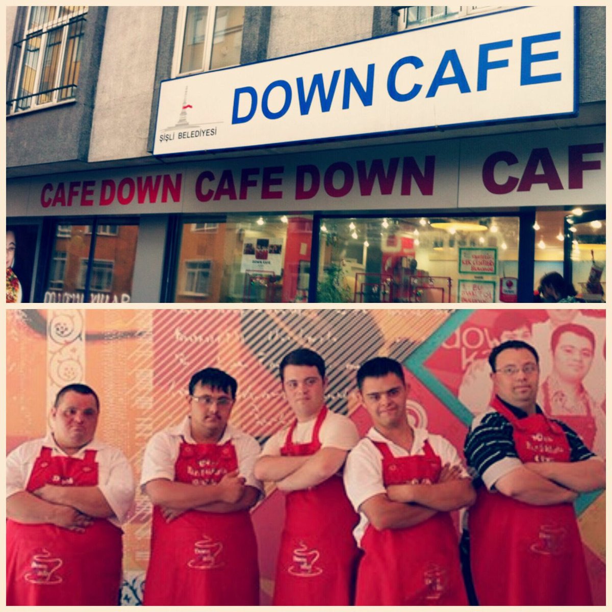 فتاة افتتحت مقهى أسمته " Down Cafe " اغلب موظفيه من #متلازمة_داون لتساهم في دمجهم في المجتمع و لتوضح للناس أنهم قادرين على العمل والإنتاج💜👍🏻