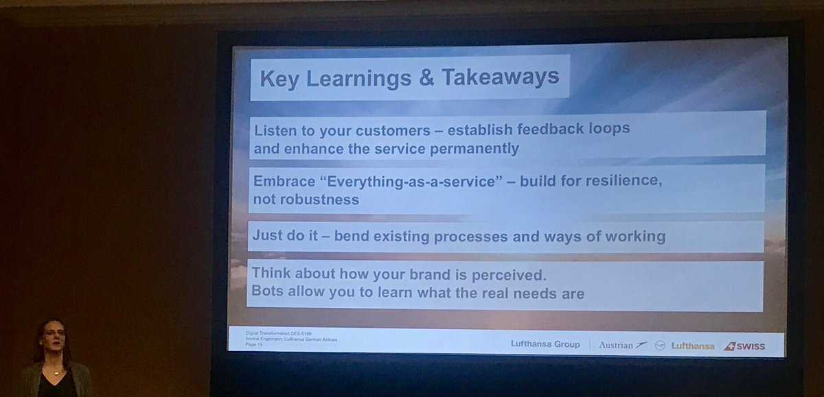 Key learnings from <a href="/basicive/">Ivonne Engemann</a>'s work to deploy #chatbots for <a href="/lufthansa/">Lufthansa</a>. #ibmInterConnect
