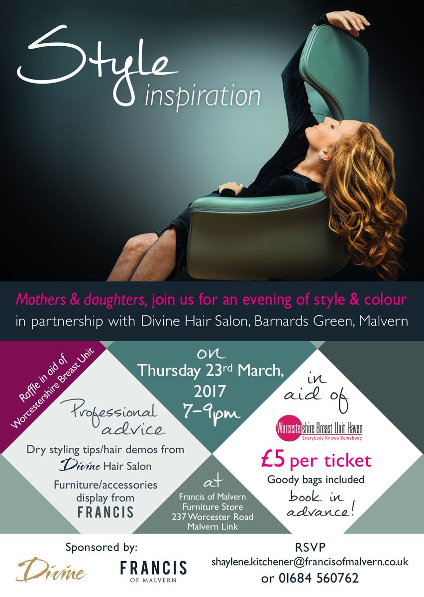 We'd love you to join the fun here in our Furniture Store on Thurs evening w <a href="/divinemalvern/">Divine</a> in aid of the amaz <a href="/wbuhaven/">Worcs Breast Unit</a> #worcestershirehour