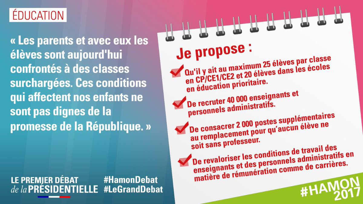 Il est temps de mettre fin aux classes surchargés ! #HamonDebat #LeGrandDébat #Hamon2017 @benoithamon