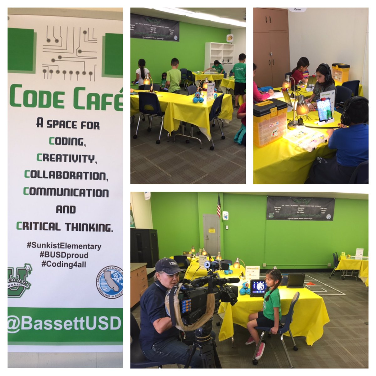 TechMikeBUSD's tweet image. Our CodeCafé at #sunkistelementary filmed by @TELEMUNDO52 #coding4all THANKS #cuesteampunk for the inspiration and help. #cue17 #busdproud